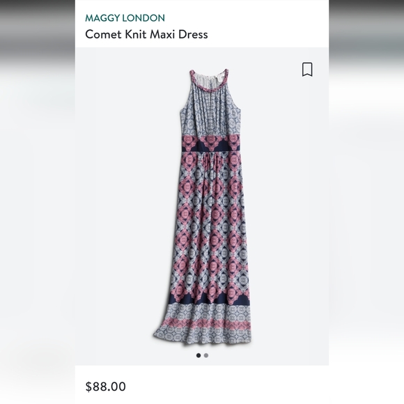 Maggy London EUC Navy Pink Halter Dress - Picture 2 of 7